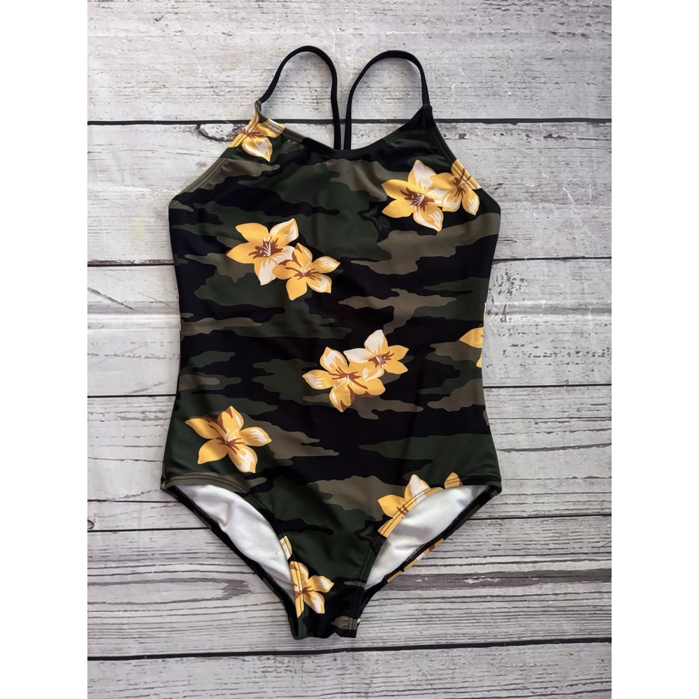 Kami‎ Girls Swimsuit Size 9/10 Camo Print With Flowers